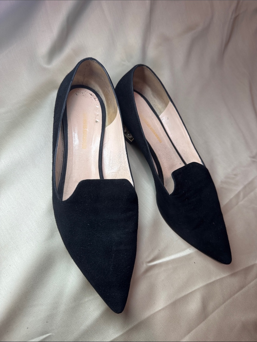 Black Pointed-Toe Suede Flats - Women's by Nicolas Kirkwood